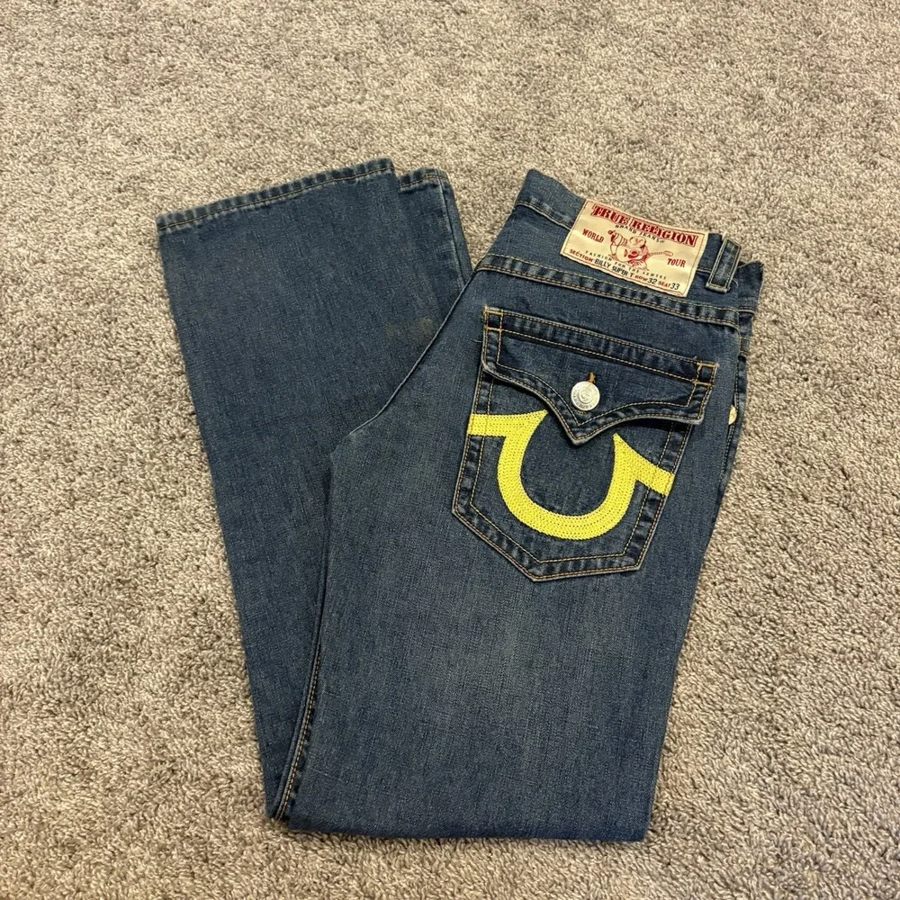 Y2K True Religion Billy Super T Jeans 32x33 FIT 34x33 5 Pocket USA Unique Biker